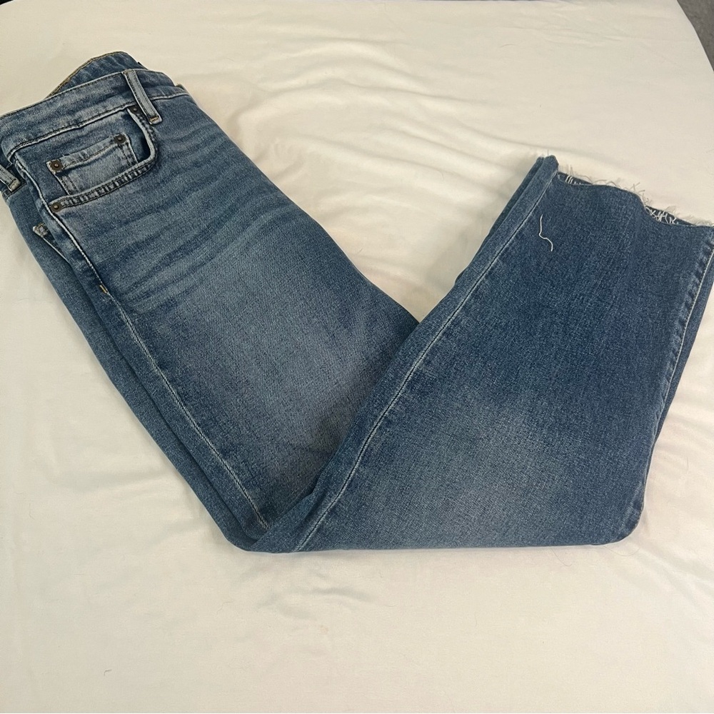 NWT Lauren Ralph Lauren High Rise Straight Leg Crop Jeans Size 2 Raw Hem Denim